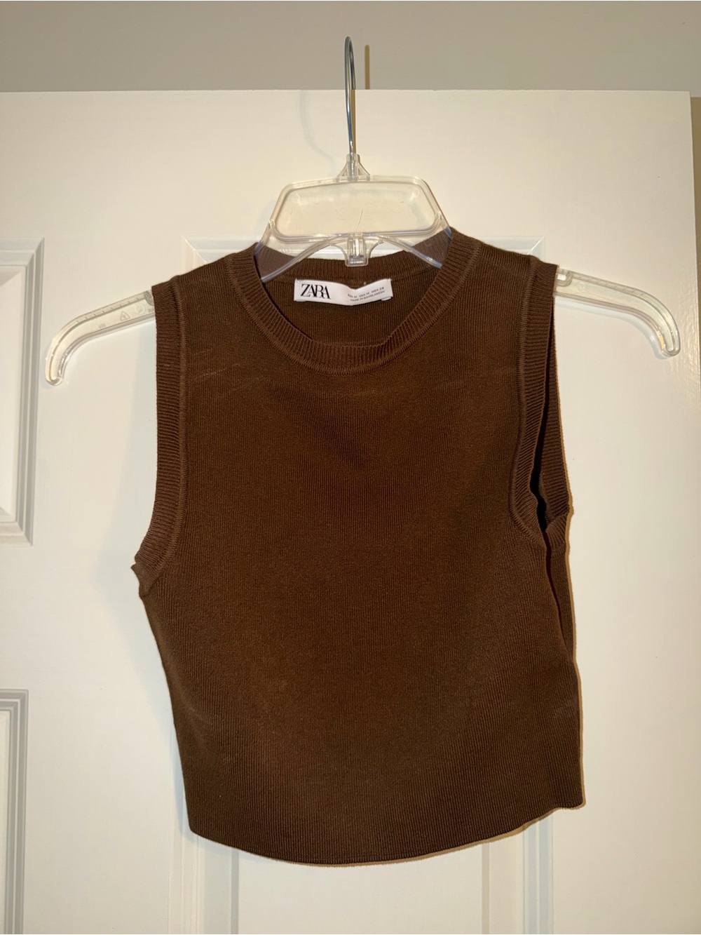 ZARA Brown Ribbed Knit Tank Top